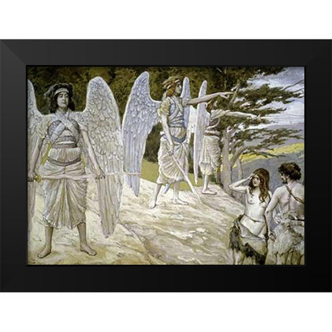 Adam and Eve Driven from Paradise Black Modern Wood Framed Art Print by Tissot, James