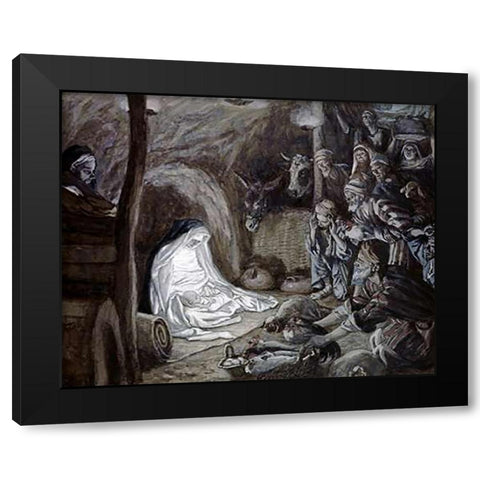 Adoration of the Shepherds Black Modern Wood Framed Art Print with Double Matting by Tissot, James