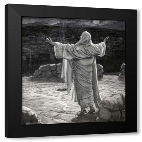Christ Going to the Mount of Olives at Night Black Modern Wood Framed Art Print by Tissot, James Jacques