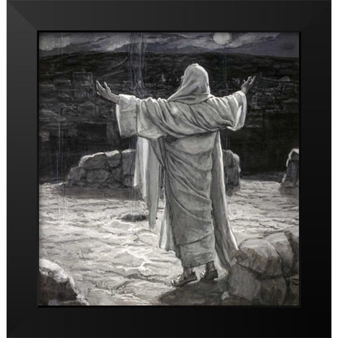 Christ Going to the Mount of Olives at Night Black Modern Wood Framed Art Print by Tissot, James Jacques