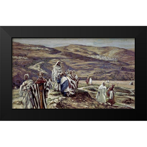 Christ Sending Out the Seventy Disciples Two by Two Black Modern Wood Framed Art Print by Tissot, James Jacques