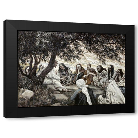 Christs Exhortation To The Twelve Apostles Black Modern Wood Framed Art Print with Double Matting by Tissot, James Jacques