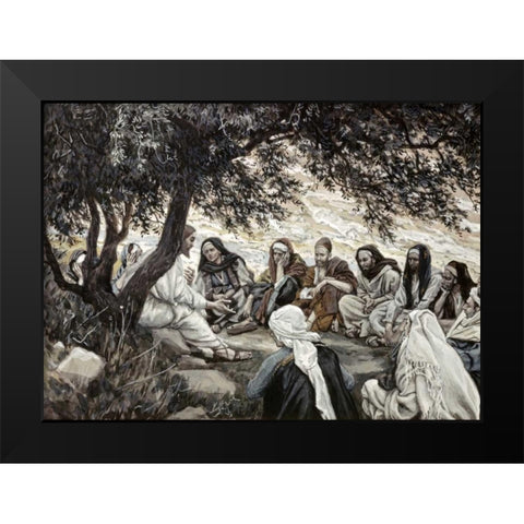 Christs Exhortation To The Twelve Apostles Black Modern Wood Framed Art Print by Tissot, James Jacques