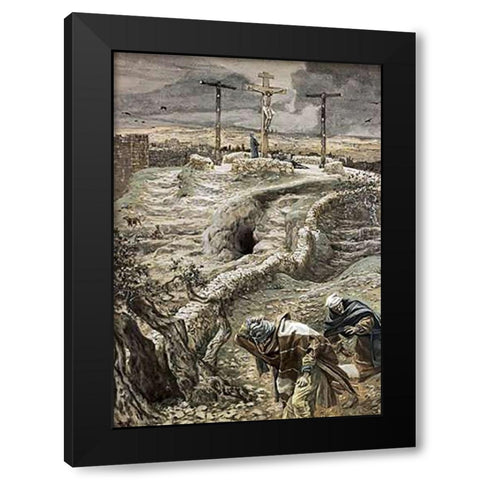 Jesus Alone on the Cross Black Modern Wood Framed Art Print by Tissot, James