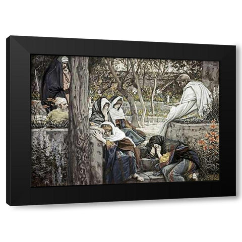 Jesus at Bethany Black Modern Wood Framed Art Print with Double Matting by Tissot, James