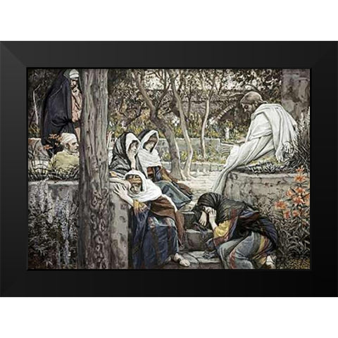 Jesus at Bethany Black Modern Wood Framed Art Print by Tissot, James
