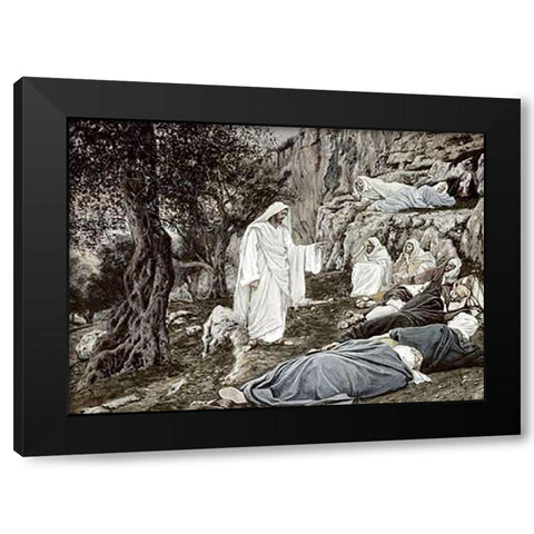 Jesus Commands his Disciples to Rest Black Modern Wood Framed Art Print with Double Matting by Tissot, James