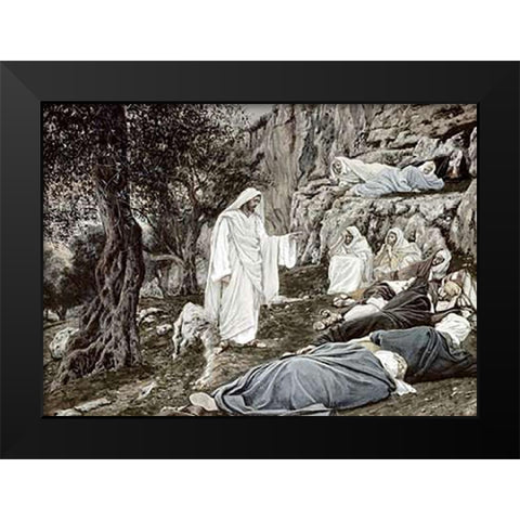 Jesus Commands his Disciples to Rest Black Modern Wood Framed Art Print by Tissot, James