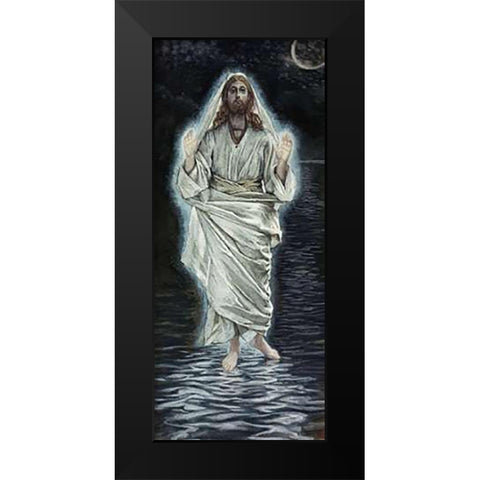 Jesus Walking on the Sea Black Modern Wood Framed Art Print by Tissot, James
