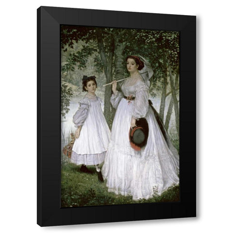 Portrait in a Park Black Modern Wood Framed Art Print with Double Matting by Tissot, James Jacques