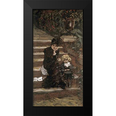 Reverie in the Garden Black Modern Wood Framed Art Print by Tissot, James