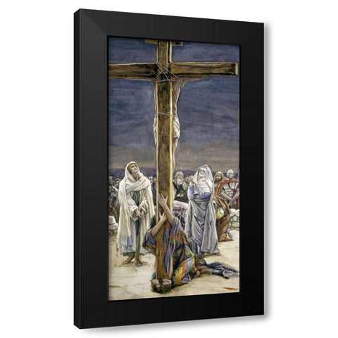 Stabat Mater - Women Behold Thy Son Black Modern Wood Framed Art Print by Tissot, James Jacques