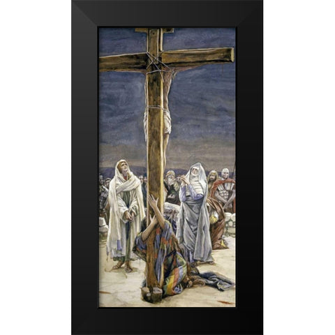 Stabat Mater - Women Behold Thy Son Black Modern Wood Framed Art Print by Tissot, James Jacques
