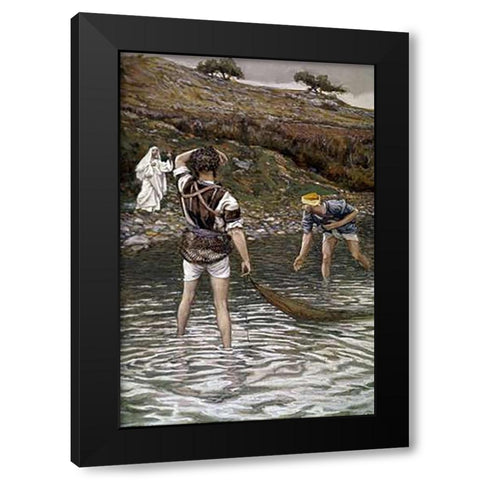 The Calling of Peter and Andrew Black Modern Wood Framed Art Print by Tissot, James