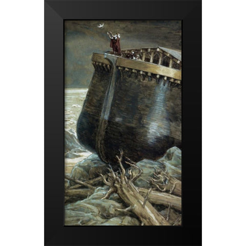 The Dove Returns to Noah Black Modern Wood Framed Art Print by Tissot, James Jacques