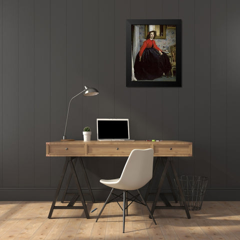 Young Woman in a Short Red Jacket Black Modern Wood Framed Art Print by Tissot, James