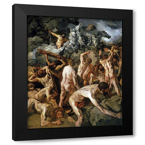 Combat of the Titans Black Modern Wood Framed Art Print by Trubner, Wilhelm