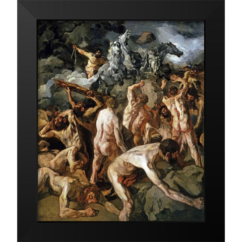 Combat of the Titans Black Modern Wood Framed Art Print by Trubner, Wilhelm