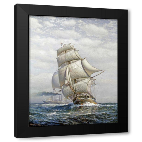 Full Sail Black Modern Wood Framed Art Print by Tyler, James Gale