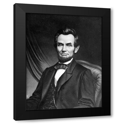 Abraham Lincoln Black Modern Wood Framed Art Print with Double Matting by Unknown