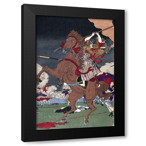 Battle at Kumamoto Castle, Kagoshima War (Detail) Black Modern Wood Framed Art Print by Unknown