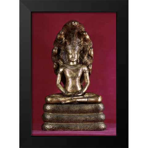 Buddha Sheltered by the Cobra - Style of Angkor Wat Black Modern Wood Framed Art Print by Unknown