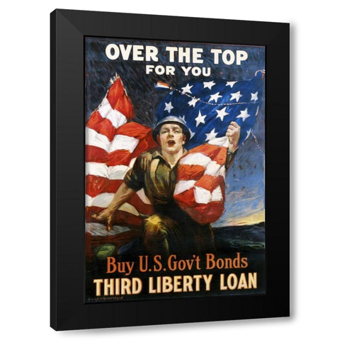 Over the Top for You circa 1918 Black Modern Wood Framed Art Print with Double Matting by Unknown