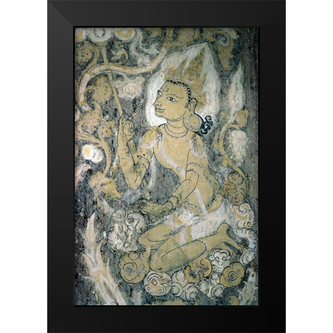 Pagan Fresco, Burma Black Modern Wood Framed Art Print by Unknown