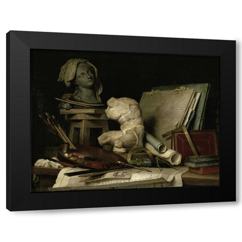 The Attributes of the Arts Black Modern Wood Framed Art Print by Vallayer-Coster, Anne