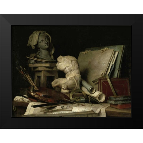 The Attributes of the Arts Black Modern Wood Framed Art Print by Vallayer-Coster, Anne