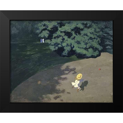 The Ball (Corner of the Park, Child Playing With Ball) Black Modern Wood Framed Art Print by Vallotton, Felix