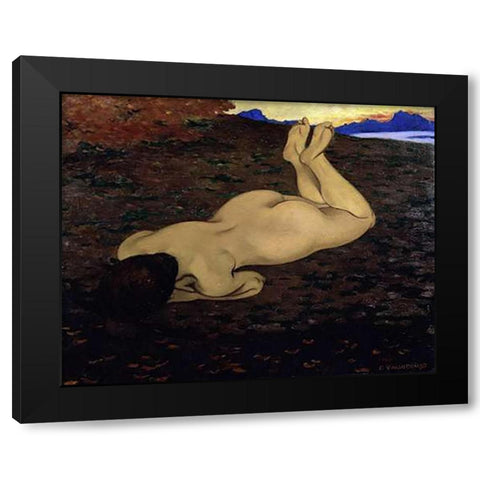 The Spring Black Modern Wood Framed Art Print by Vallotton, Felix