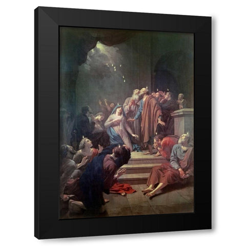 The Pentecost Black Modern Wood Framed Art Print with Double Matting by Van der Werff, Adriaen