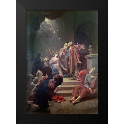 The Pentecost Black Modern Wood Framed Art Print by Van der Werff, Adriaen