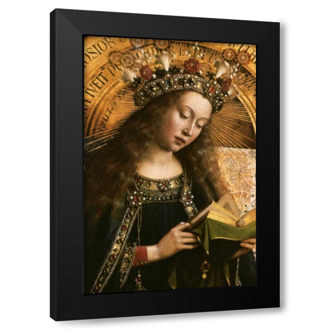 The Virgin: Ghent Altarpiece Black Modern Wood Framed Art Print with Double Matting by Van Eyck, Jan