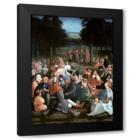 Miracle of the Loaves and the Fishes Black Modern Wood Framed Art Print with Double Matting by Van Leyden, Lucas