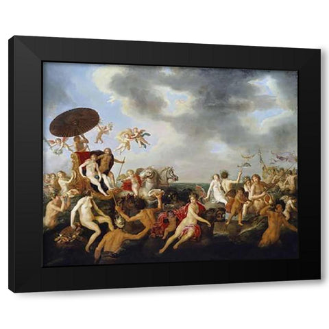 Triumph of Galatea Black Modern Wood Framed Art Print with Double Matting by Van Nieulandt, Adriaen I