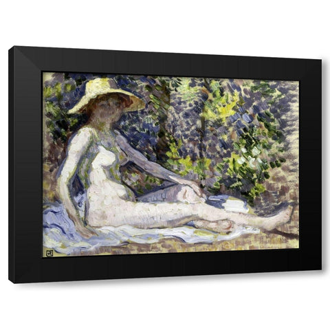 Nude Black Modern Wood Framed Art Print with Double Matting by Van Rysselberghe, Theo