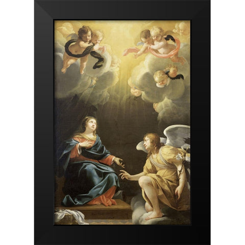 Annunciation Black Modern Wood Framed Art Print by Vouet, Simon