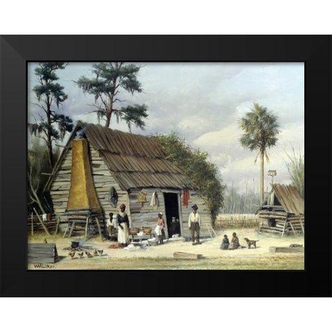 Laundry Day Black Modern Wood Framed Art Print by Walker, William Aiken
