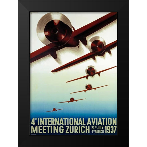 4th Meeting Aeronautique International Black Modern Wood Framed Art Print by Baumberger, Otto