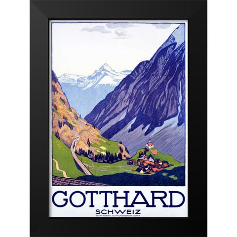 Gotthard / Schweiz Black Modern Wood Framed Art Print by Cardinaux, Emil