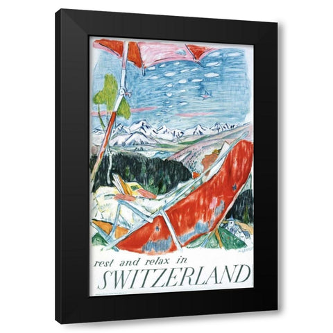 Switzerland Black Modern Wood Framed Art Print with Double Matting by Carigiet, Alois