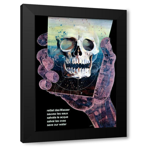 Rettet das Wasser Black Modern Wood Framed Art Print with Double Matting by Erni, Hans