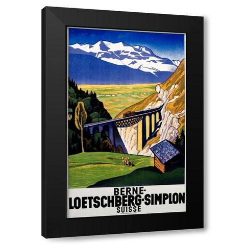 Berne-Loetschberg-Simplon Black Modern Wood Framed Art Print with Double Matting by Henziross, Eugen