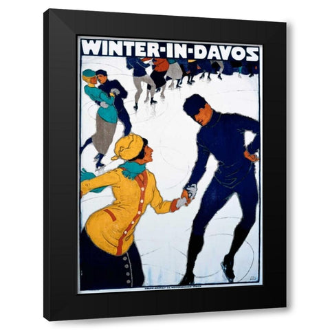 Winter in Davos Black Modern Wood Framed Art Print by Mangold, Burkhard