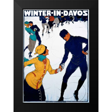 Winter in Davos Black Modern Wood Framed Art Print by Mangold, Burkhard