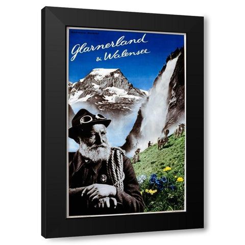 Glarnerland and Walensee Black Modern Wood Framed Art Print by Matter, Herbert