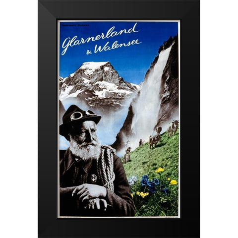 Glarnerland and Walensee Black Modern Wood Framed Art Print by Matter, Herbert