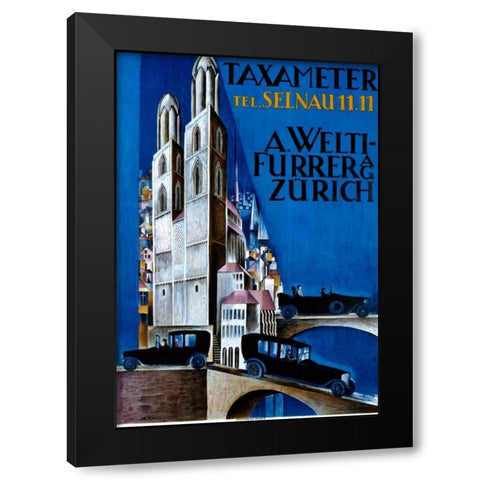 Taxameter A Welti-Furrer AG / Zurich Black Modern Wood Framed Art Print with Double Matting by Morach, Otto